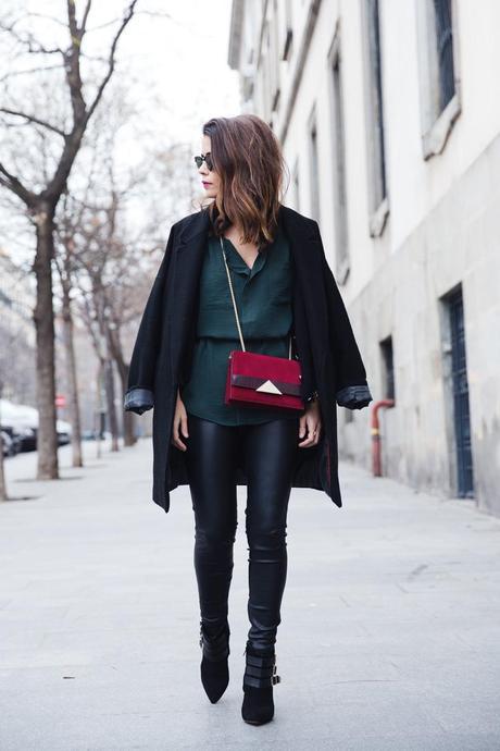 Green, Burgundy & Black Leather_Trousers-Black_Coat-Gree_Shirt-Burgundy-Outfit-Street_style-37
