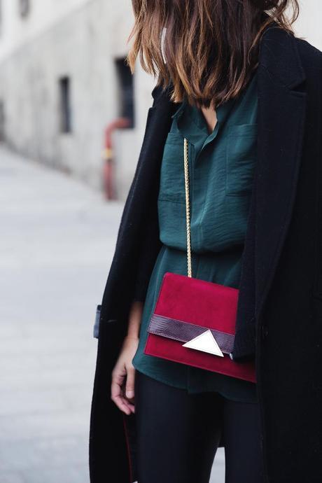 Green, Burgundy & Black Leather_Trousers-Black_Coat-Gree_Shirt-Burgundy-Outfit-Street_style-28