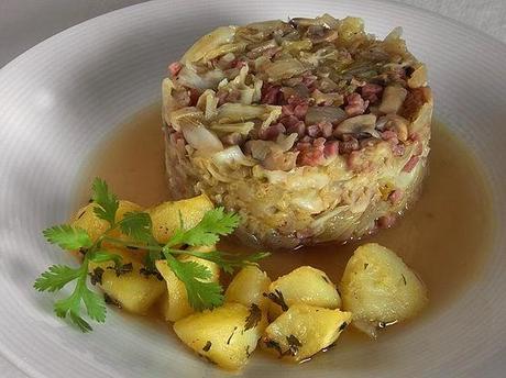 Timbal de col con jamón