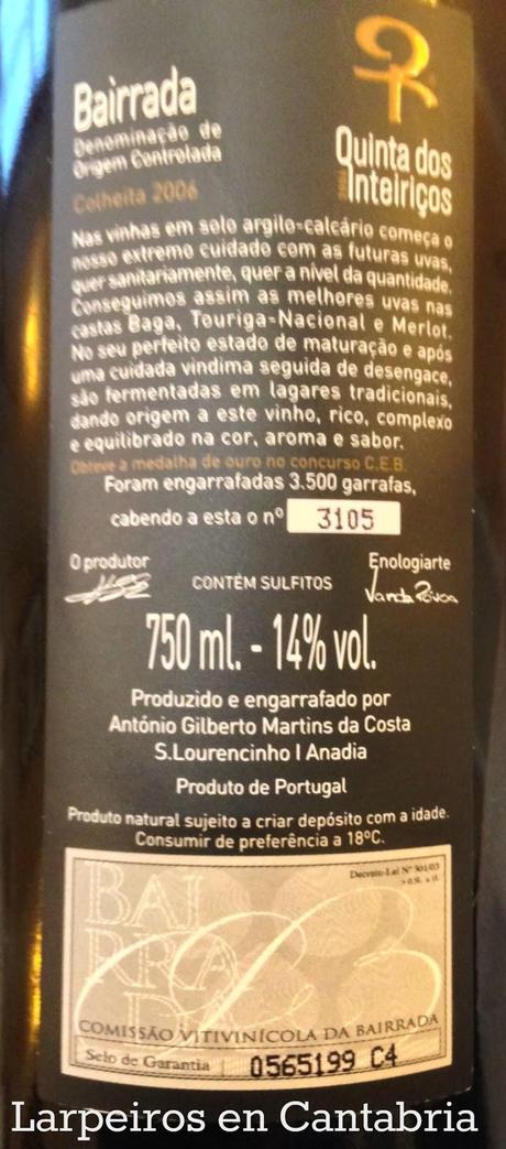 Tinto Quinta dos Inteiriços 2006: Bairrada, Terroir