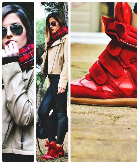 RED SNEAKERS + TARTAN ( PERSUNMALL LOOK )