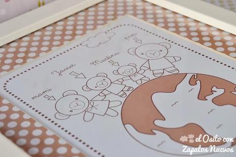 ilustración cuadro familia osito