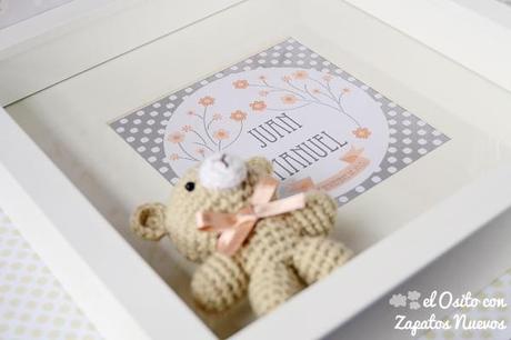 cuadro nacimiento natalicio amigurumi osito regalo babyshower