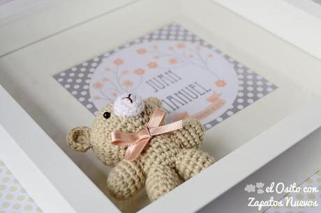 cuadro nacimiento natalicio amigurumi osito regalo babyshower