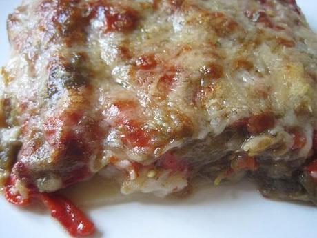 Lasaña de bacalao y escalibada