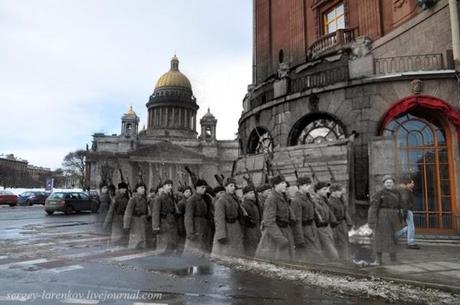 Fotomontajes de Leningrado: Los mismos lugares durante la guerra y ahora.