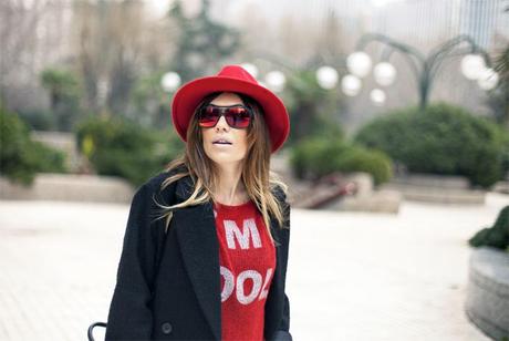 street style barbara crespo i am cool red sweater the corner shop fashion blogger outfit