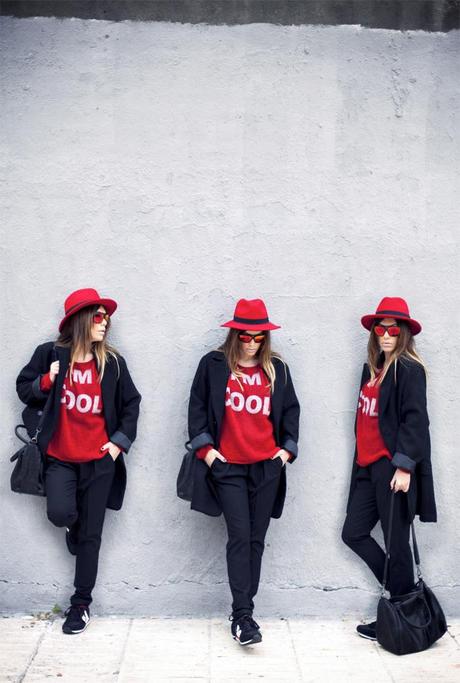 street style barbara crespo i am cool red sweater the corner shop fashion blogger outfit