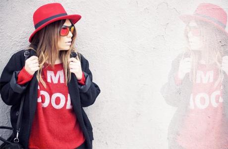 street style barbara crespo i am cool red sweater the corner shop fashion blogger outfit