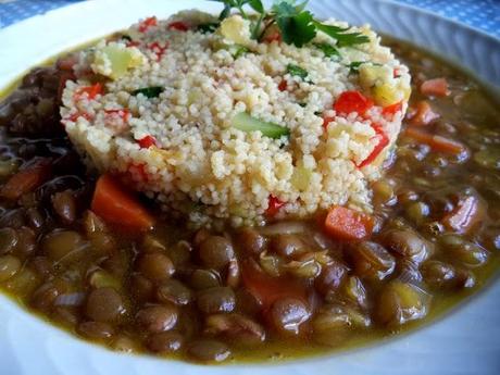 Cous Cous con Lentejas y Verduras