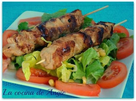BROCHETAS DE POLLO CON SALSA DE SOJA
