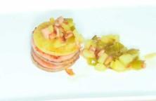 Milhojas de jamón y pera