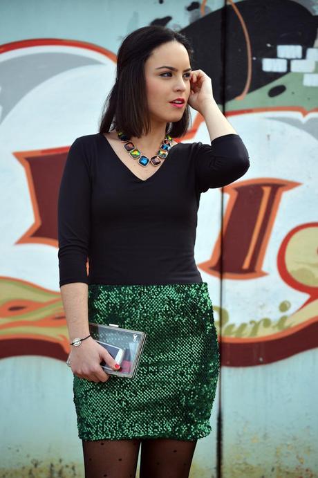 Outfit | Green sequins