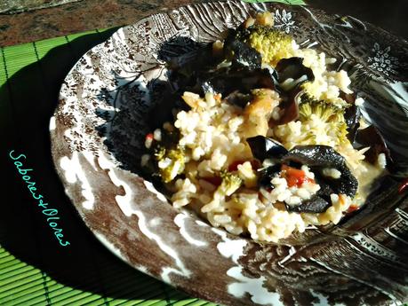 ARROZ DE VERDURAS CON TROMPETAS DE LA MUERTE