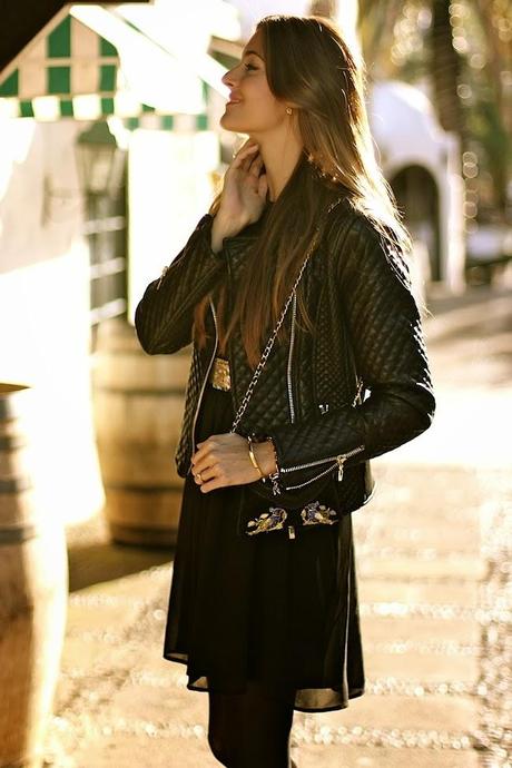 Sequins and leather