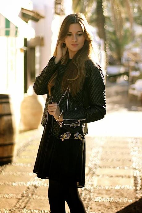 Sequins and leather