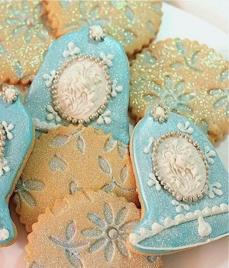 Galletas decoradas azules con motivo de Navidad