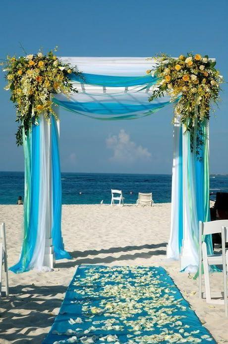 Decoración boda blanco y azul