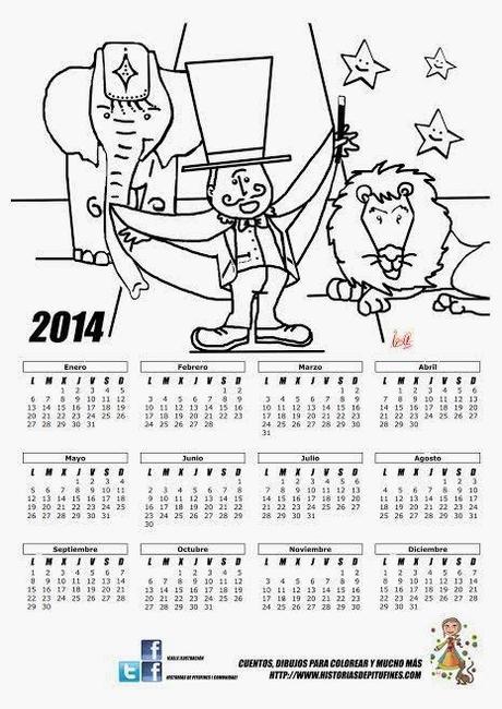 Calendario para colorear