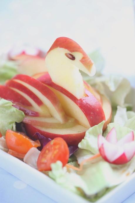 Ensalada cisne de manzana y paso paso