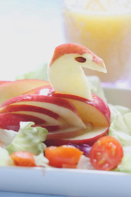 Ensalada cisne de manzana y paso paso