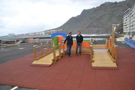 Servicios Municipales habilita en Bajamar el primer módulo de ocio para niños con movilidad reducida de Canarias