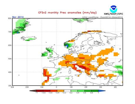 Previsión Febrero y Marzo 2014 según NOAA