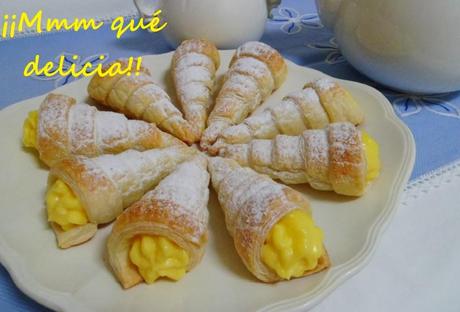 CONOS Y CANUTILLOS DE HOJALDRE Y CREMA