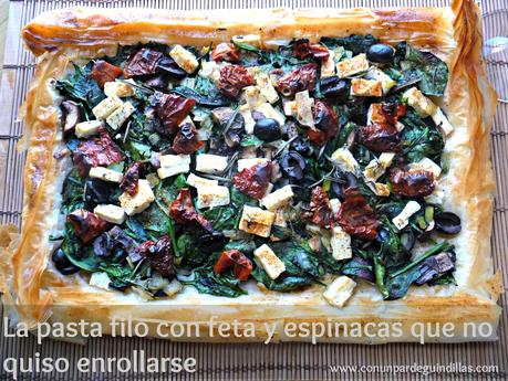 Pasta filo con espinacas y queso