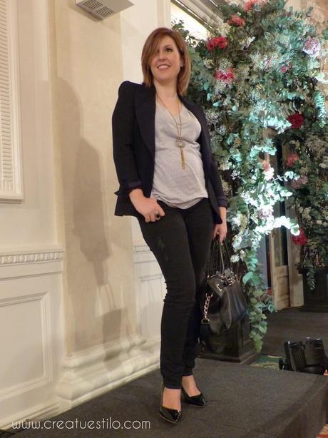 Look premama en negro y gris para el evento en Bilbao Si Carlton Bodas