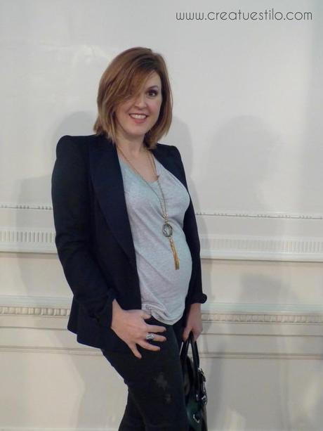 Look premama en negro y gris para el evento en Bilbao Si Carlton Bodas