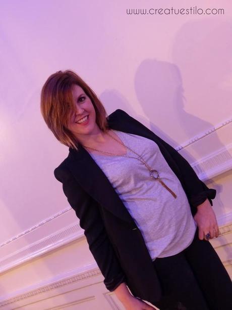 Look premama en negro y gris para el evento en Bilbao Si Carlton Bodas