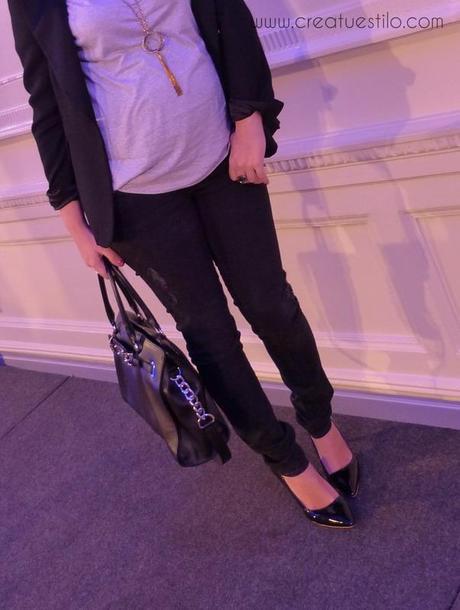 Look premama en negro y gris para el evento en Bilbao Si Carlton Bodas