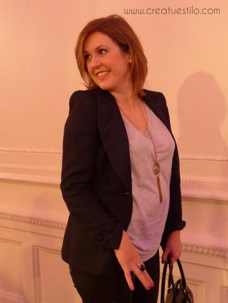 Look premama en negro y gris para el evento en Bilbao Si Carlton Bodas