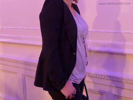 Look premama en negro y gris para el evento en Bilbao Si Carlton Bodas