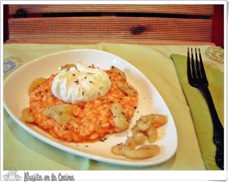 Risotto a la cubana con huevo flor