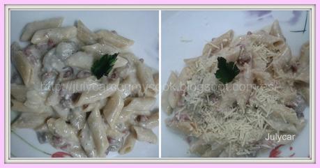 Macarrones integrales a la carbonara light