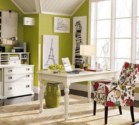 Lindas oficinas en casa en color verde