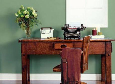 Lindas oficinas en casa en color verde