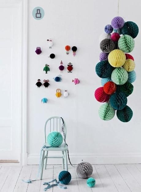 Bolas de papel nido de abeja