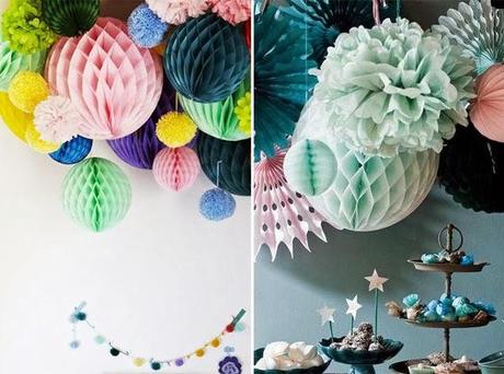 Bolas de papel nido de abeja