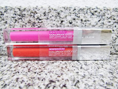 MAYBELLINE COLOR SENSATIONAL HIGH SHINE LIP GLOSS (electric shock + captivating coral)