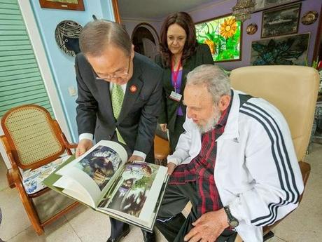 Fidel Castro y Ban Ki-moon charlan sobre desarrollo sostenible y desarme nuclear [+ fotos]