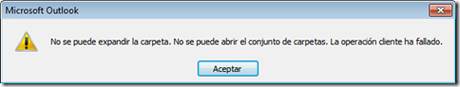 No se puede expandir la carpeta. No se puede abrir el conjunto de carpetas. La operacion cliente ha fallado