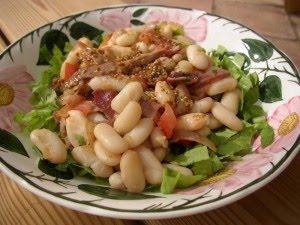 Ensalada de alubias y gambas