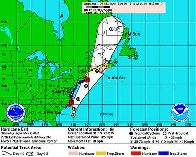El huracán Earl se acerca a la costa de EE UU (imagen satélite y previsiones)