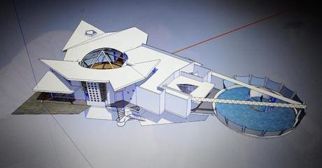 FurtureSpace Corp, Rex Beasley, del modelo de una casa del futuro con cerca de 12 habitaciones y estructuras movibles en Morengo Valley, California (EEUU)