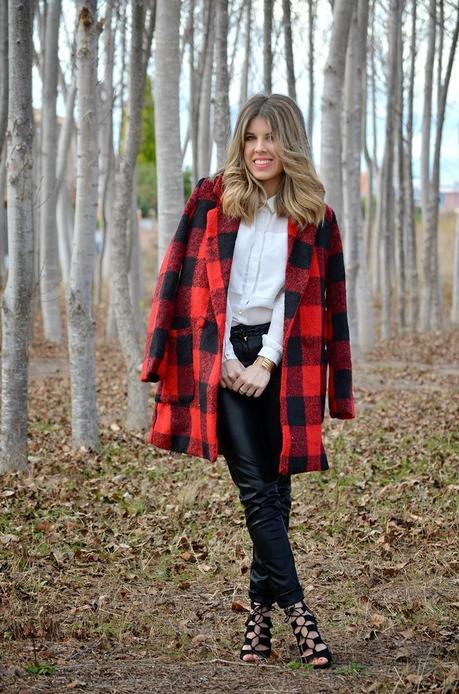 Red plaid coat