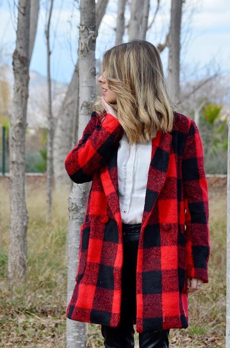 Red plaid coat