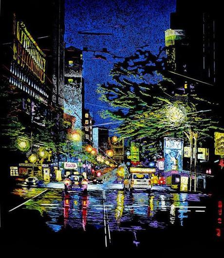 pintura de Fernando Jiménez,Avenida Selenita 101